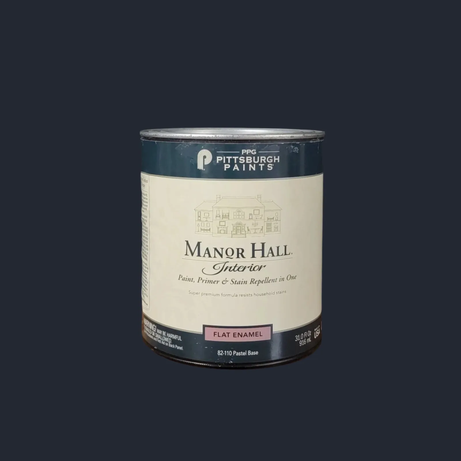MANOR HALL® Interior Latex · Flat · Pastel Base · Quart